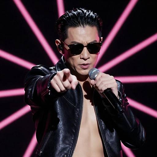 Dynamic Performer in Neon Delight