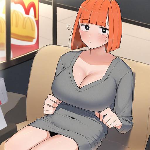 Illustration of Mother (yoru mac), mcdonald's in the style of Ohasi