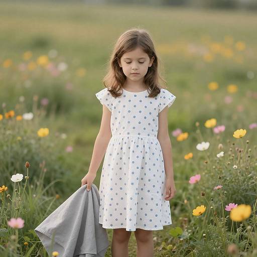 Serene Young Girl in Colorful Meadow