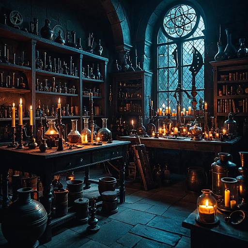 Arcane Alchemy Laboratory with Candlelight