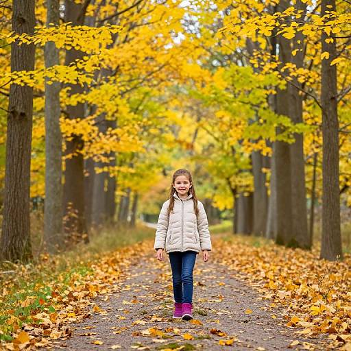 Joyful Girl on Autumn Path