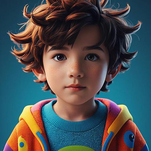 3D Portrait of Young Boy in Colorful Clothing