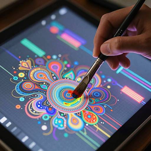 AI Digital Brush Painting Neon Textures