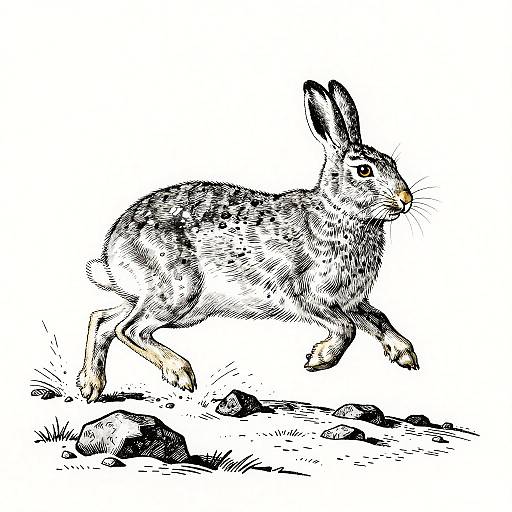 Monochrome Linocut Arctic Hare