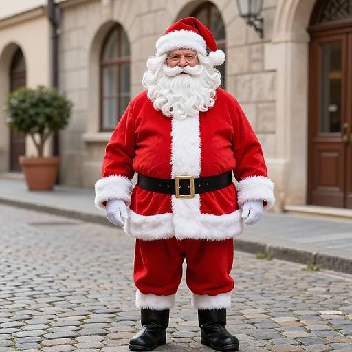 Santa Claus on Cobblestone Street