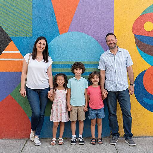 Multicultural Family Portrait with Mural