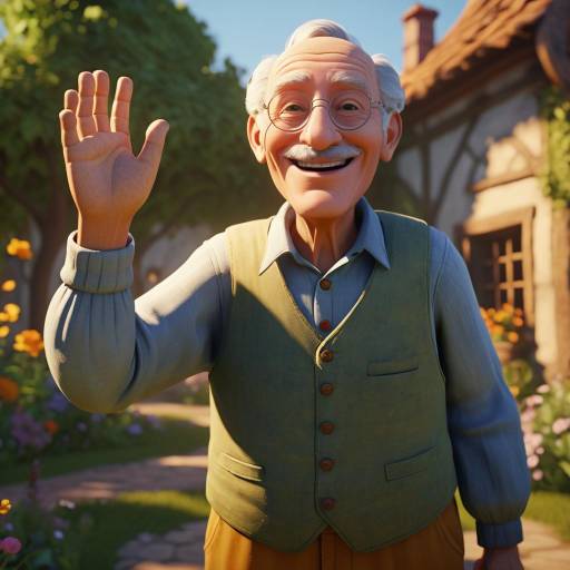 Cheerful Elderly Man in a Garden