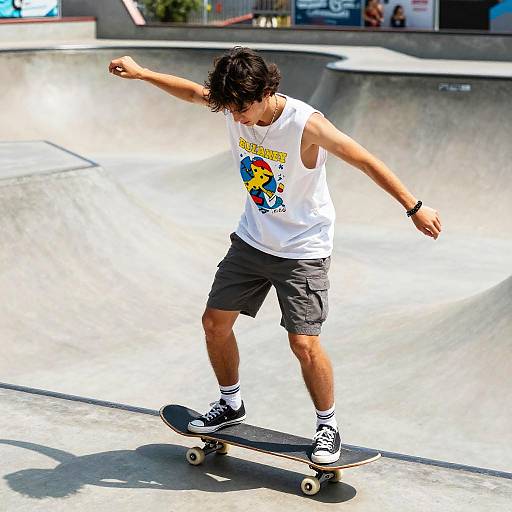 Trendy Skateboarder in Vibrant Park