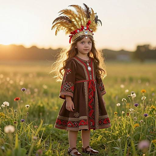 Enchanted Young Girl in Sunlit Meadow