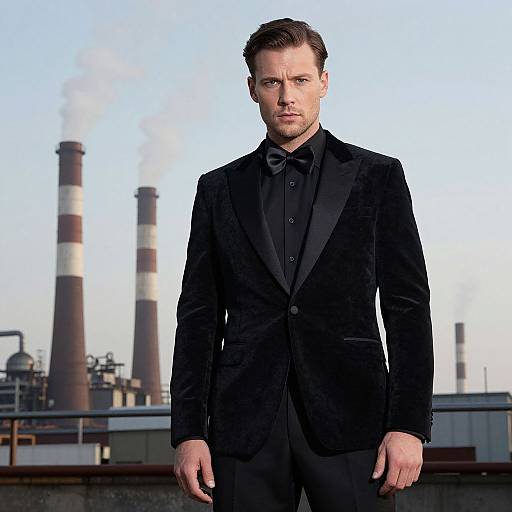 Confident Man in Velvet Tuxedo
