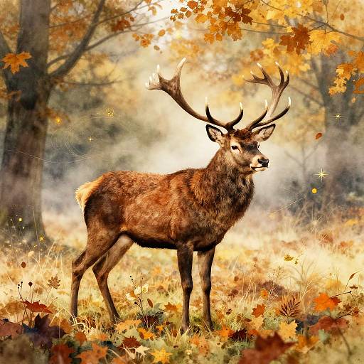 Majestic Red Deer in Autumn Forest