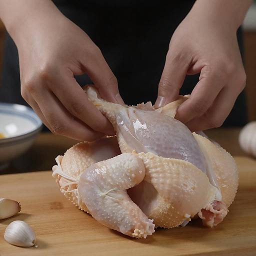 Intimate Kitchen Scene with Chicken Preparation
