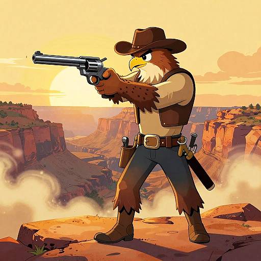 Anthropomorphic Hawk Bounty Hunter Scene