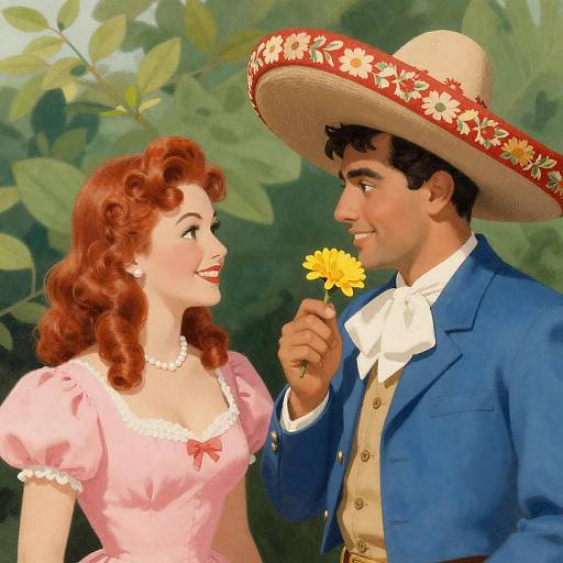 Vintage Illustration of a Joyful Couple