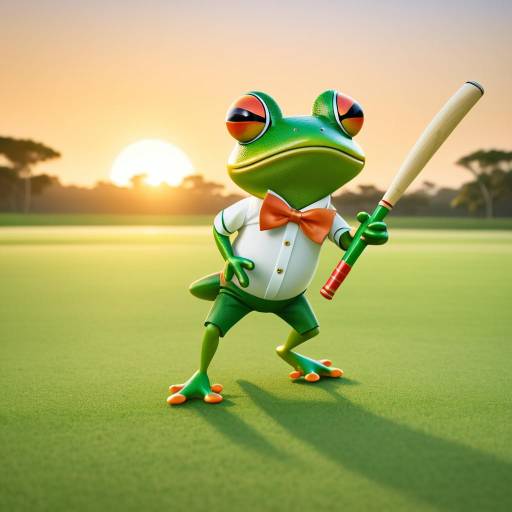 Frog Playing Cricket at Sunset