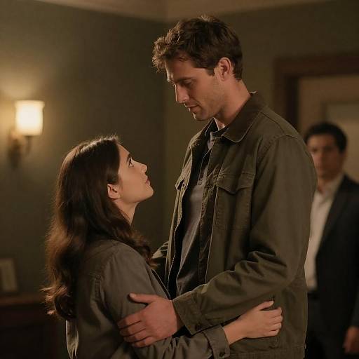 Intimate Moment in Dimly Lit Room