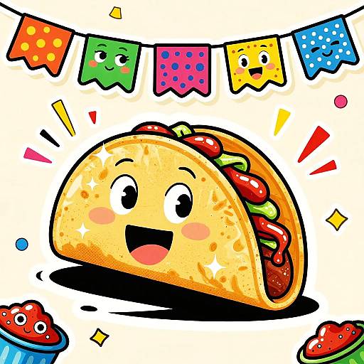 Playful Taco Shells Fiesta Mascot