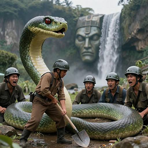 Epic Battle: Man vs Giant Serpent