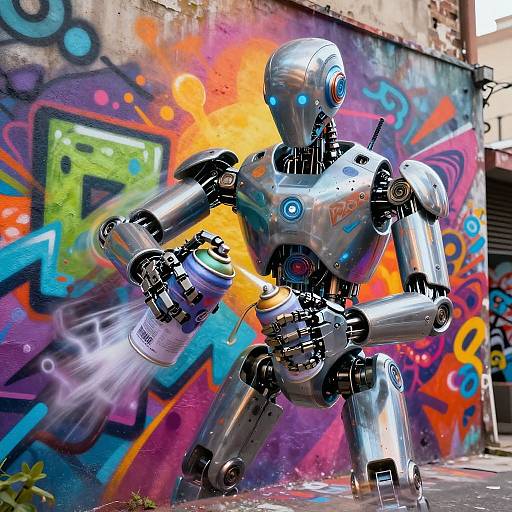 AI Artbot Crafting Vibrant Street Art