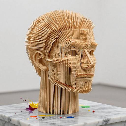 Colorful Toothpick Head on Marble Art