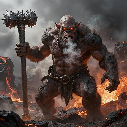 Fiery Troll in Volcanic Crater