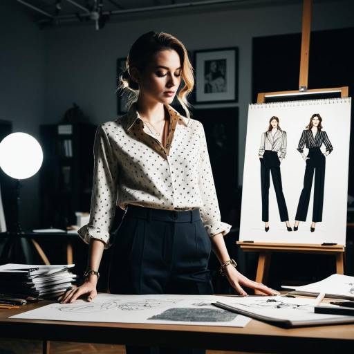 Fashion Designer Reviewing Sketches in Studio