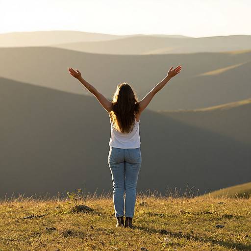 Woman Embracing Freedom in Mountains
