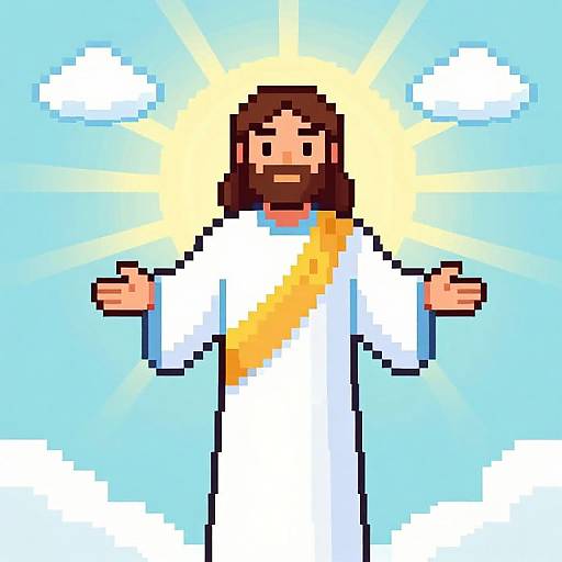 Colorful 16-bit Pixel Jesus Art