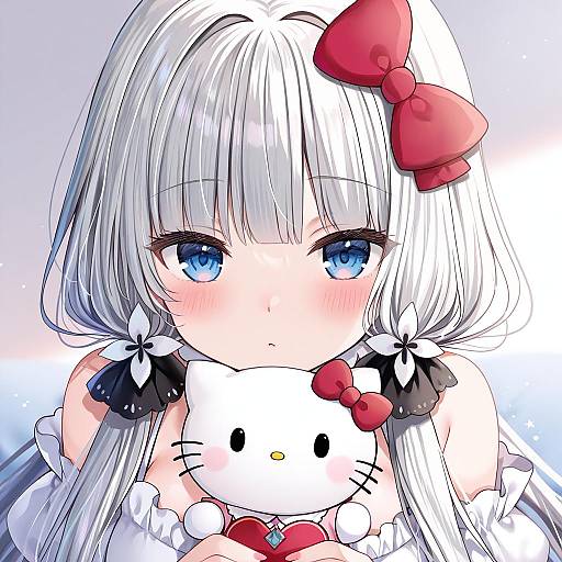 Illustration of Hello kitty (character), sanrio in the style of Mafuyu (chibi21)