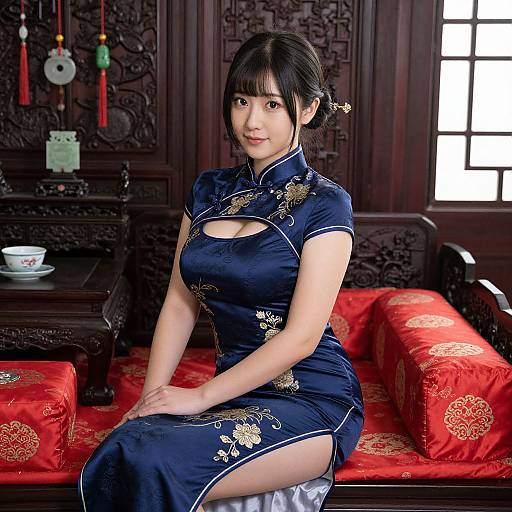 Elegant Chinese Qipao Woman Portrait