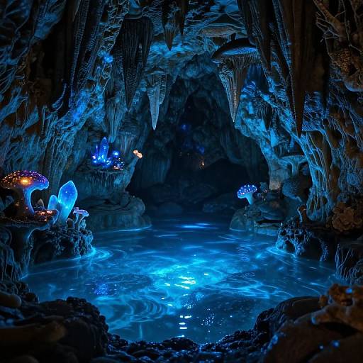 Eerie Bioluminescent Liminal Pool