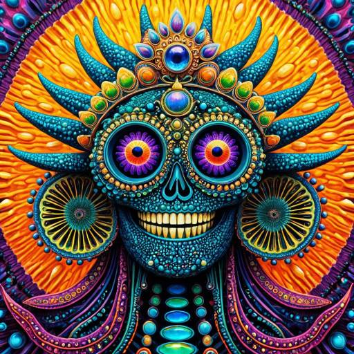 Psychedelic Spore Guardian with Crown and Jewelry