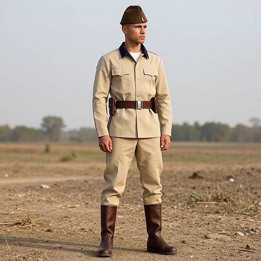 Confident Male Model in Classic Military Uniform