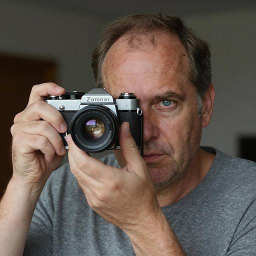 Focused Photographer Captured in Detail