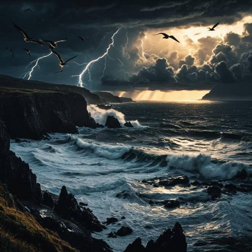 Epic Dusk Over Stormy Coastline Epic Dusk Over Stormy Coastline