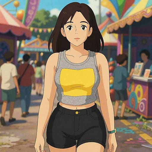 Busty Woman in Casual Streetwear