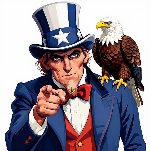 Patriotic Uncle Sam with Bald Eagle