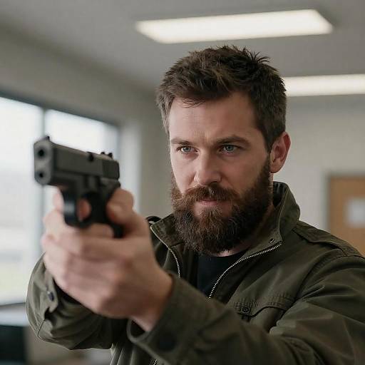 Portrait of a Bearded Man with Gun