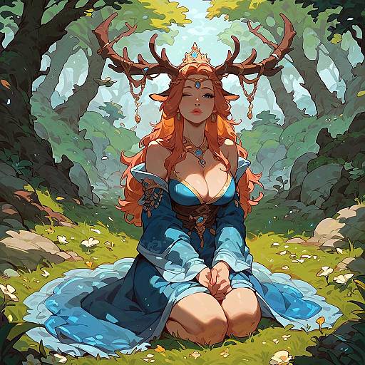 Meditating Fantasy Druid Woman
