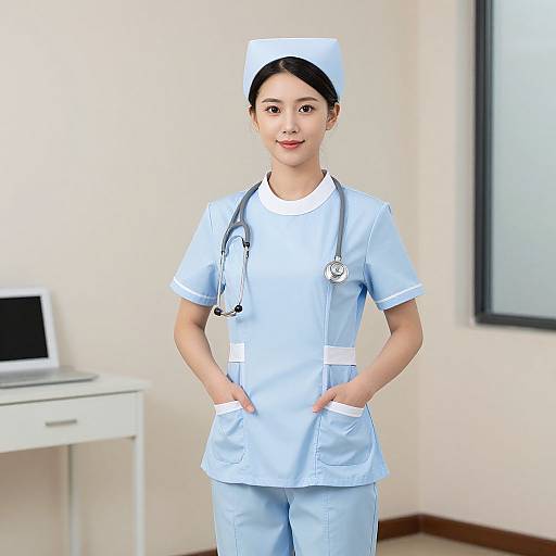 Female Nurse in Work Costume