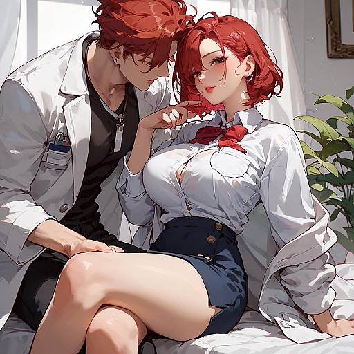 Red-Haired Doctor in Lab Coat