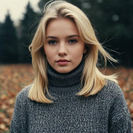 Blonde Girl in Classic Outdoor Sweater