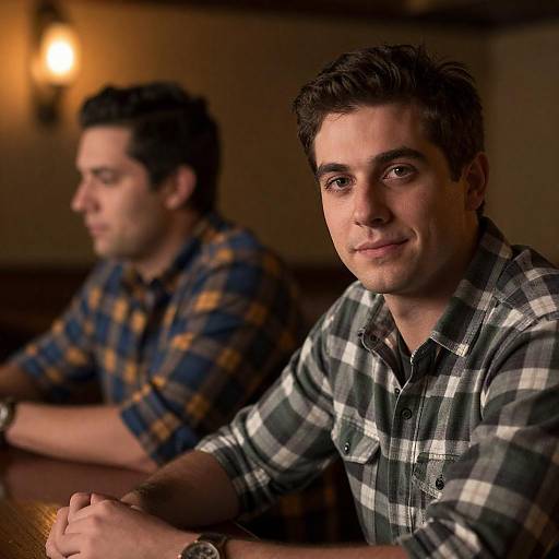 Two Men in Dimly Lit Bar