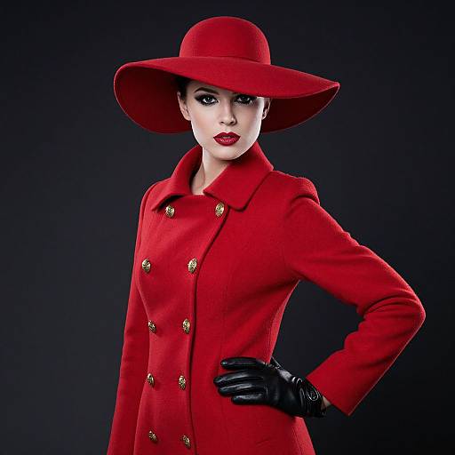 Confident Woman in Red Coat