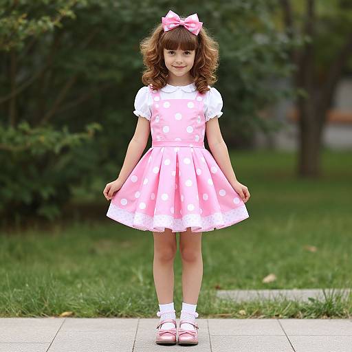 Girl in Pink Polka Dot Dress