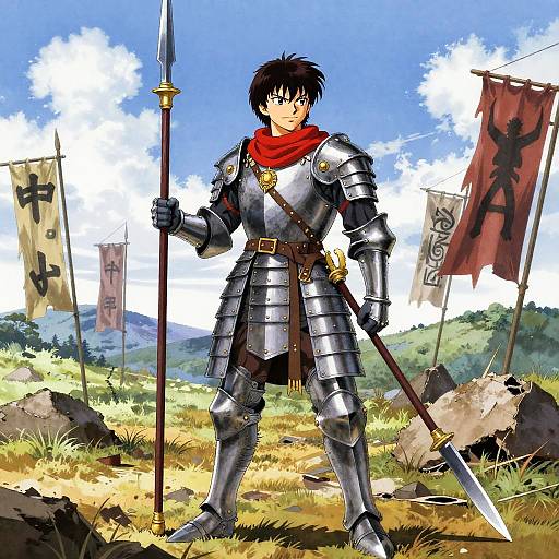 Battle-Hardened Dragoon in War-Torn Field