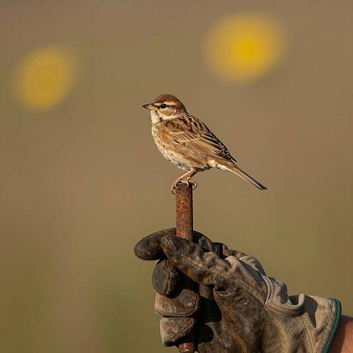 Rusty Rod with Bird on Gloved Hand