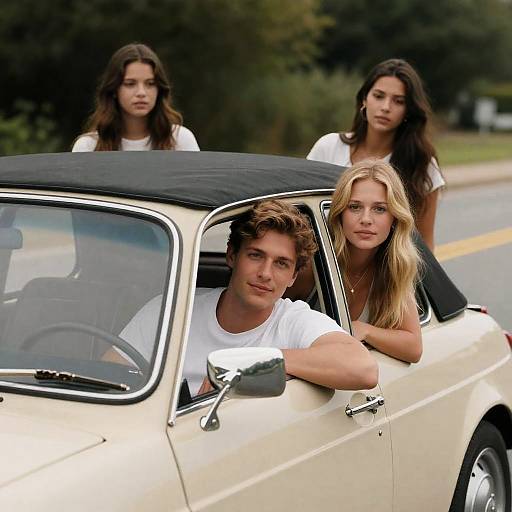 Casual Road Trip with Vintage Car