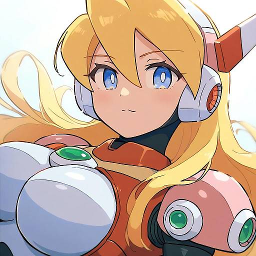 Illustration of Alia (mega man), mega man (series) in the style of Tkgsize