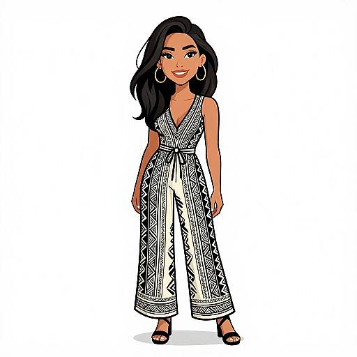 Boho Chic Woman in Tribal Jumpsuit